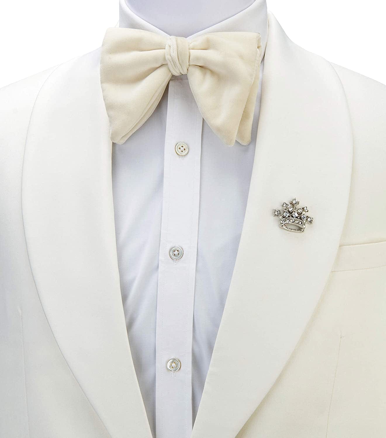 Silver Crown with Stone Detailing Lapel Pin Brooch for Men