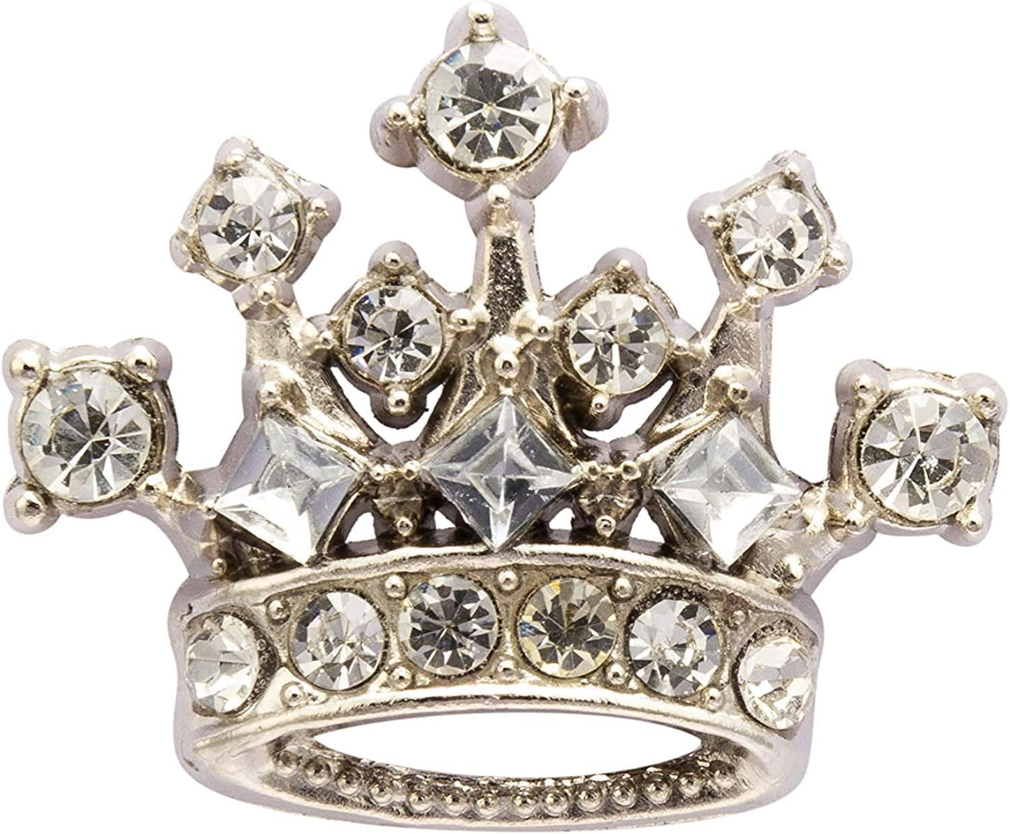 Silver Crown with Stone Detailing Lapel Pin Brooch for Men