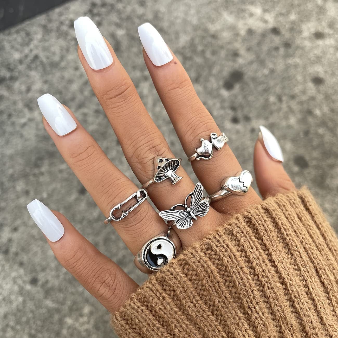 Silver Goth Punk Rings Set for Men Girls Women, 31PCS Cool Gothic Ring Pack, Vintage Stackable Rings Bulk, Boho Chunky Knuckle Emo Rings, Snake Eboy Y2K Accessories