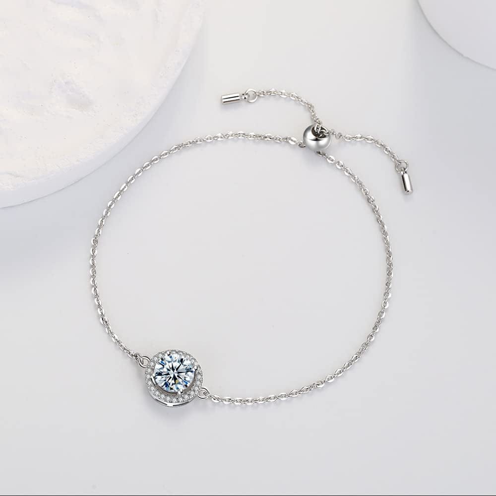 Silver Jewelry Set 2 Carat Cubic Zirconia Pendant Necklace Bracelet and Earring Sets Bridal Jewelry