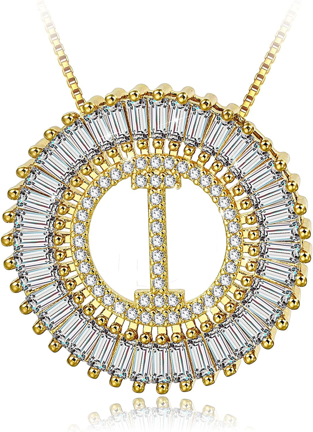 Silver Plated A-Z Alphabet Pendant Letter Initial Necklace for Women gold-I