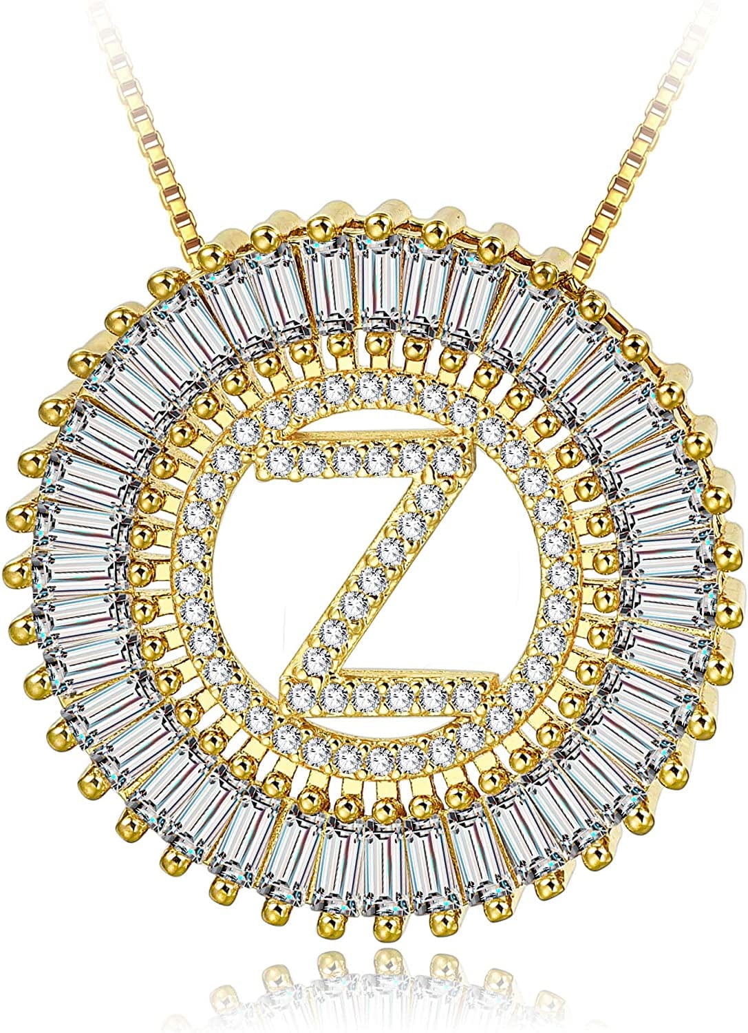 Silver Plated A-Z Alphabet Pendant Letter Initial Necklace for Women gold-Z