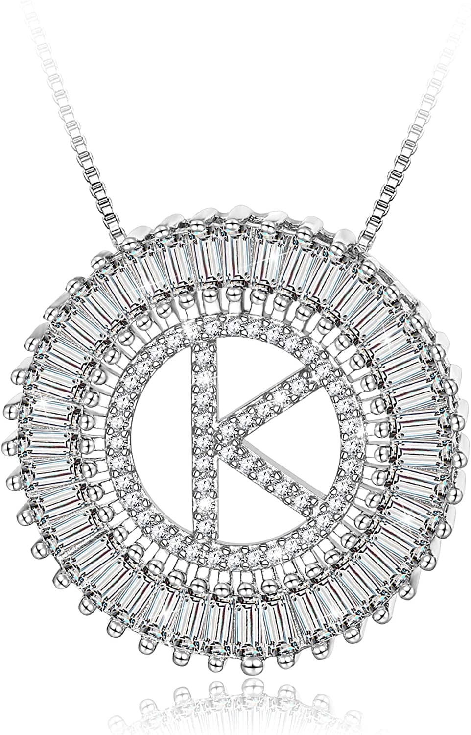 Silver Plated A-Z Alphabet Pendant Letter Initial Necklace for Women silver-K