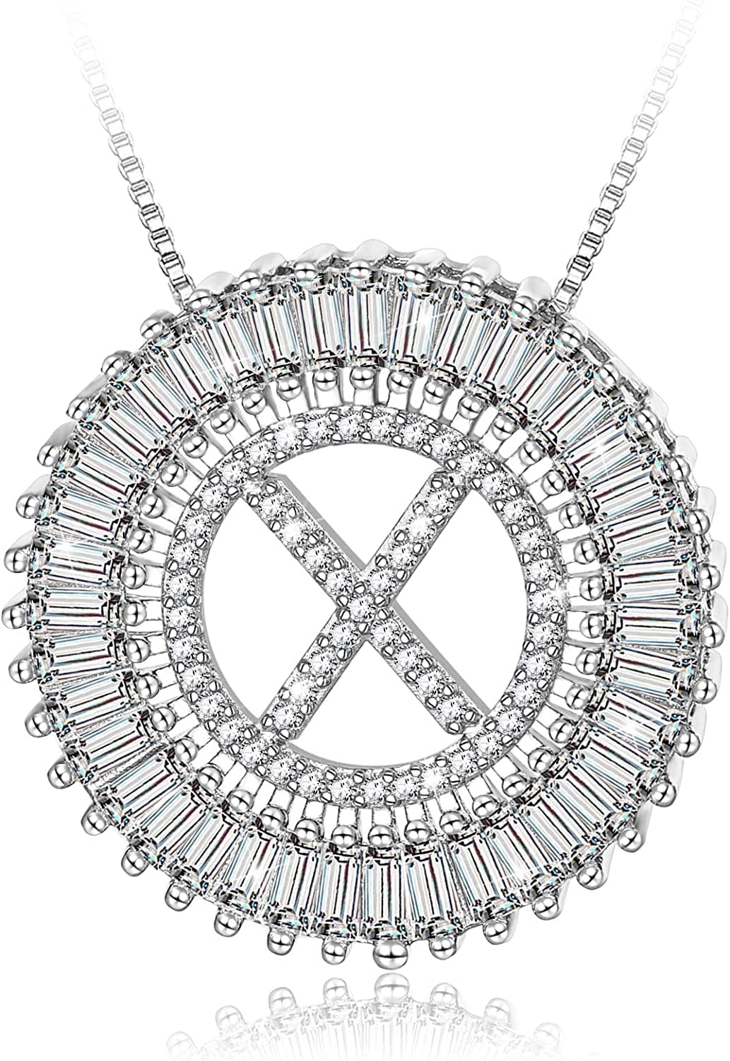Silver Plated A-Z Alphabet Pendant Letter Initial Necklace for Women silver-X