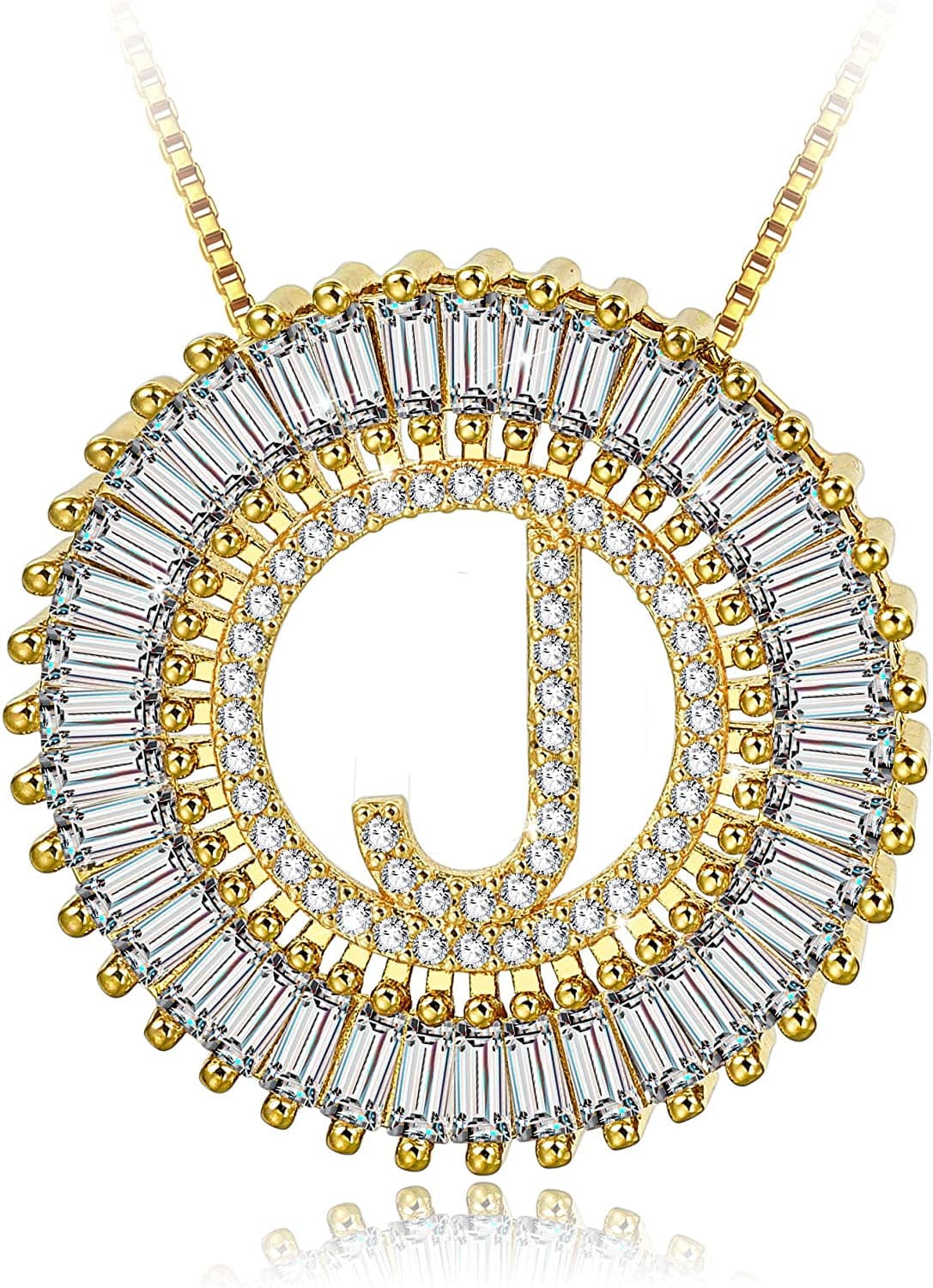 Silver Plated A-Z Alphabet Pendant Letter Initial Necklace for Women gold-J