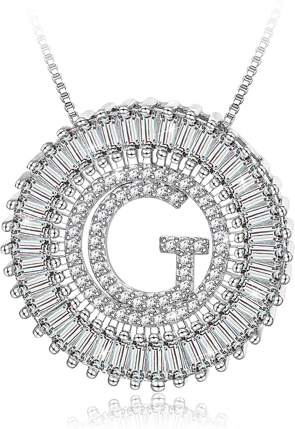 Silver Plated A-Z Alphabet Pendant Letter Initial Necklace for Women silver-G