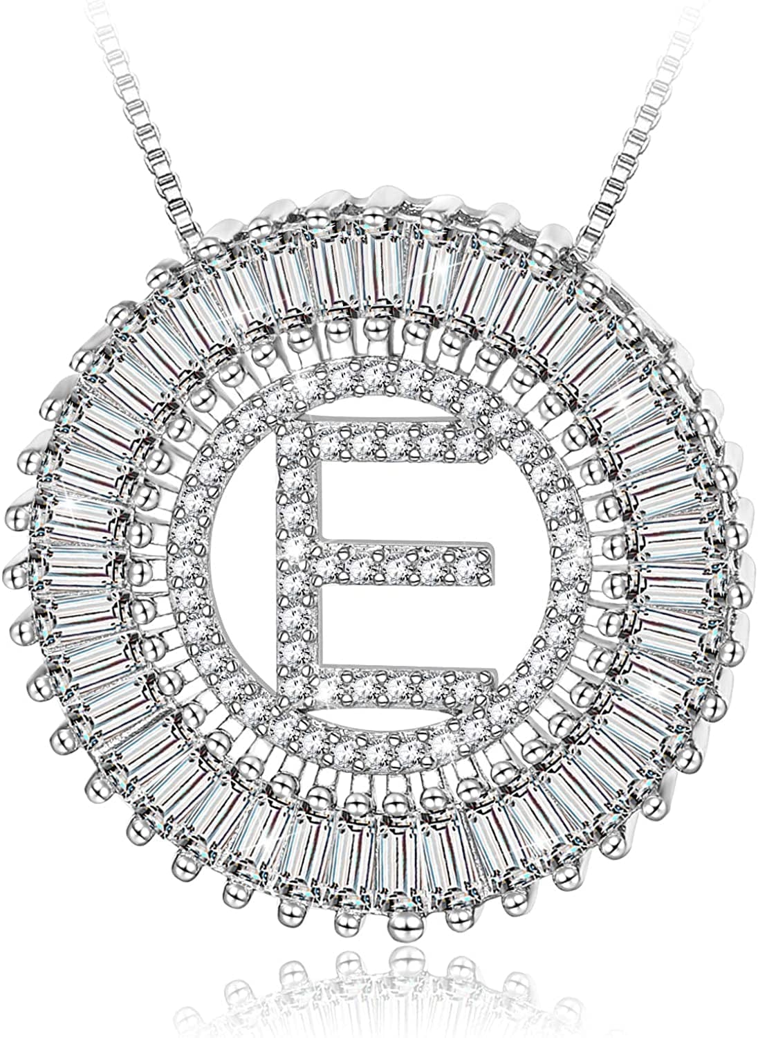 Silver Plated A-Z Alphabet Pendant Letter Initial Necklace for Women silver-E