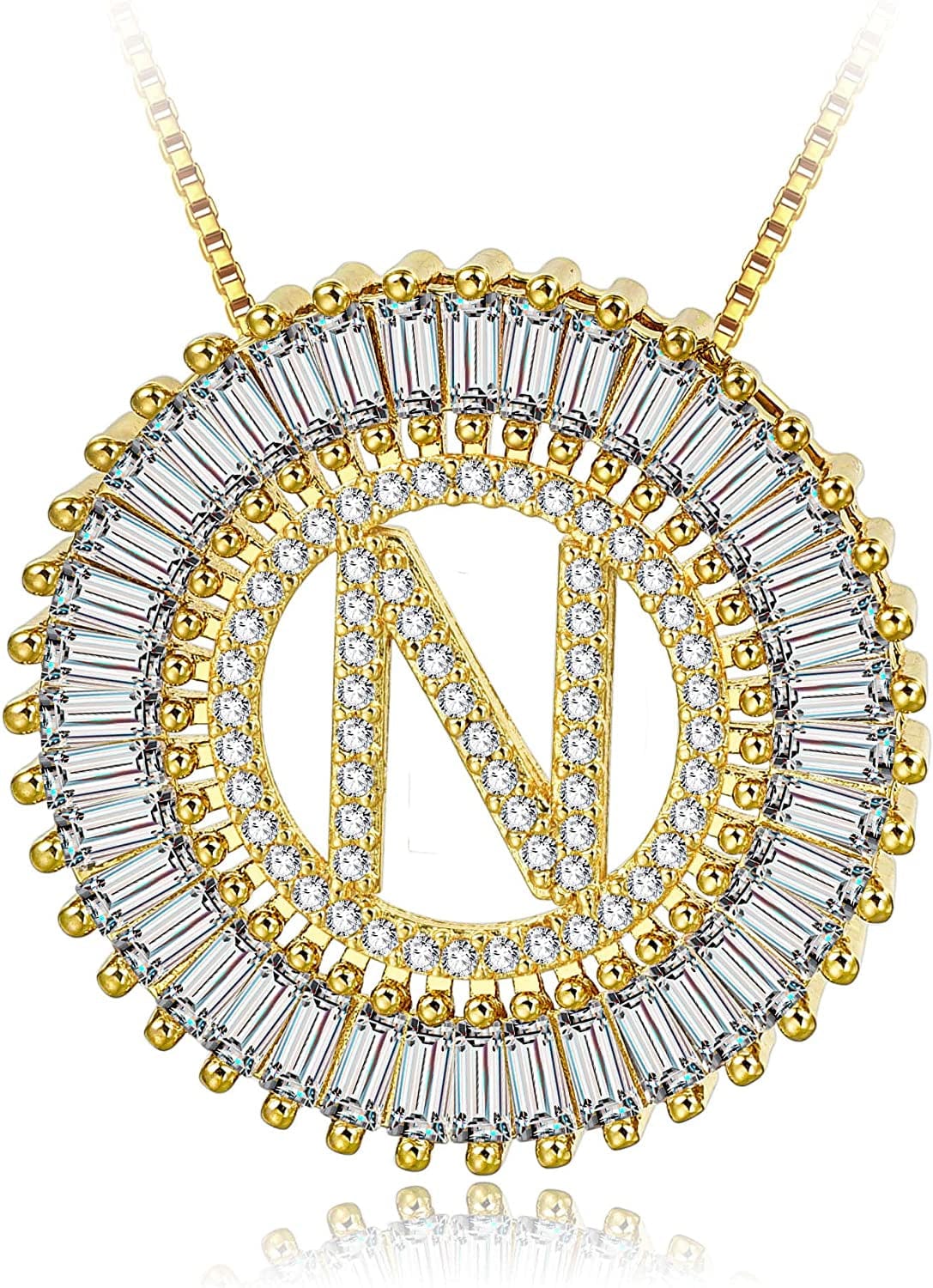 Silver Plated A-Z Alphabet Pendant Letter Initial Necklace for Women gold-N