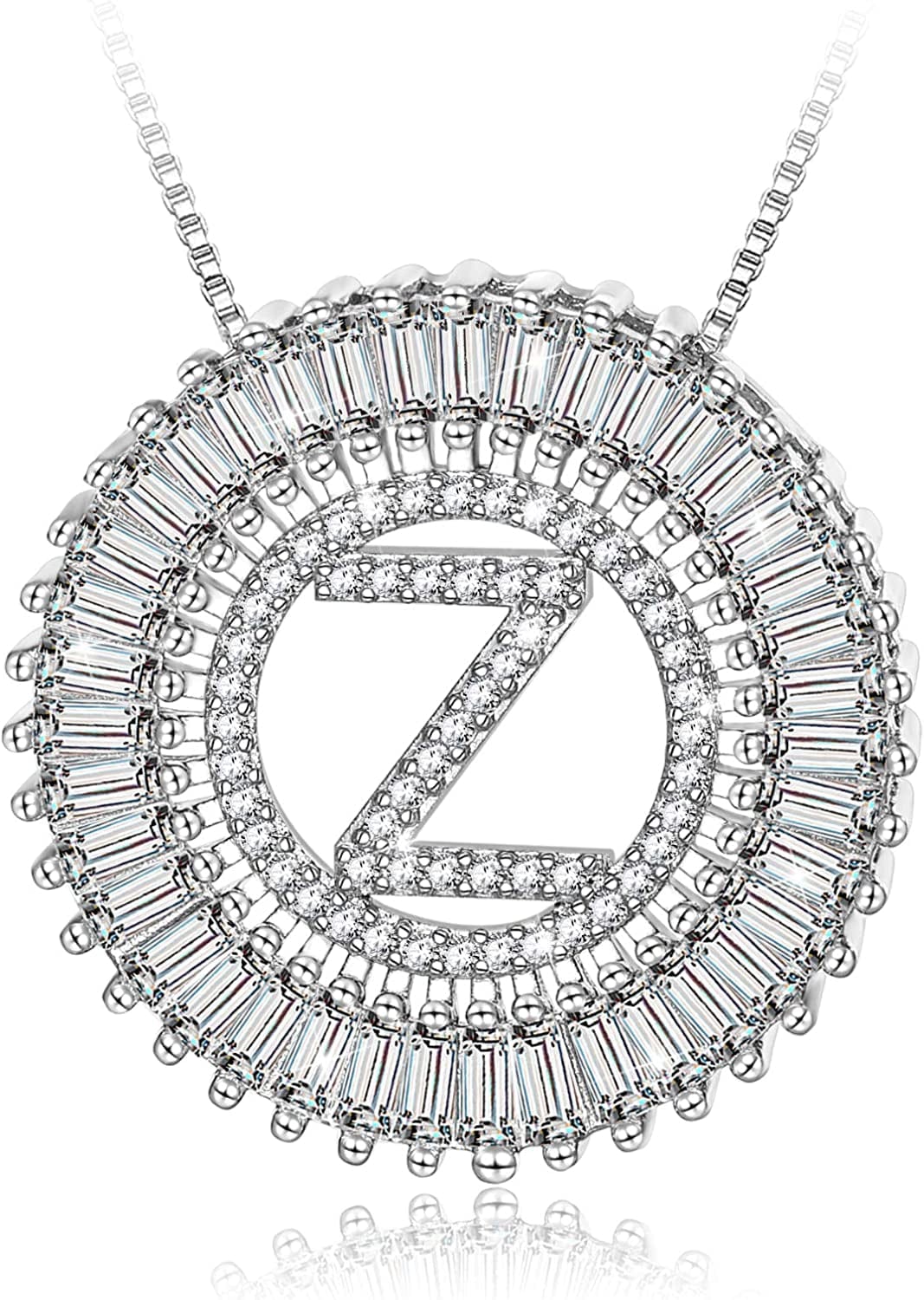 Silver Plated A-Z Alphabet Pendant Letter Initial Necklace for Women silver-Z