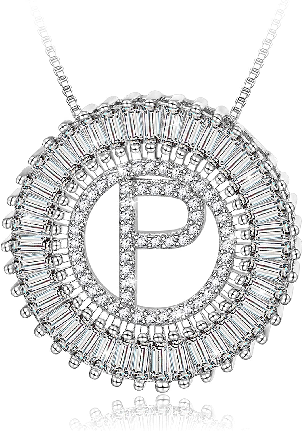 Silver Plated A-Z Alphabet Pendant Letter Initial Necklace for Women silver-P