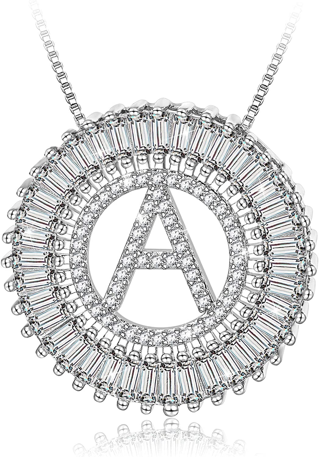 Silver Plated A-Z Alphabet Pendant Letter Initial Necklace for Women silver-A