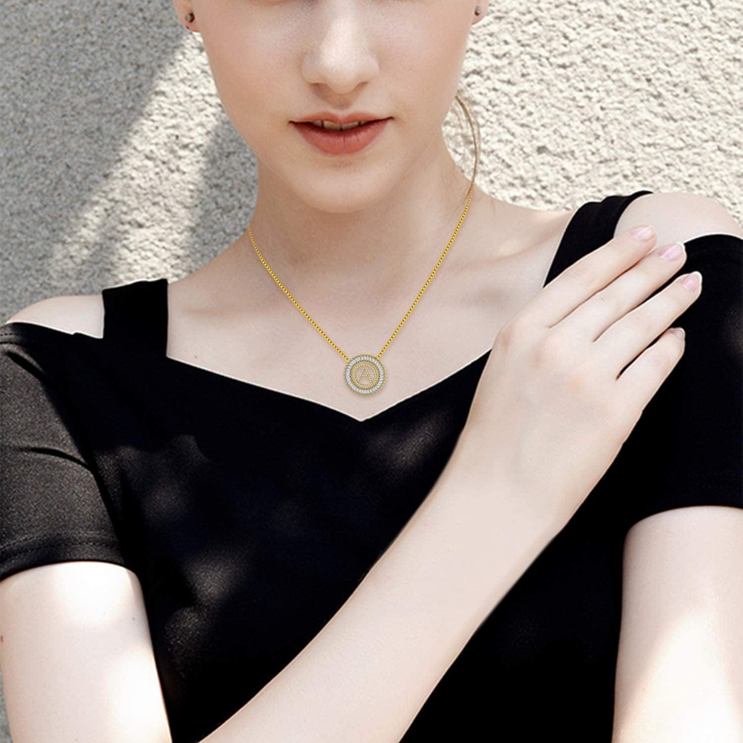 Silver Plated A-Z Alphabet Pendant Letter Initial Necklace for Women