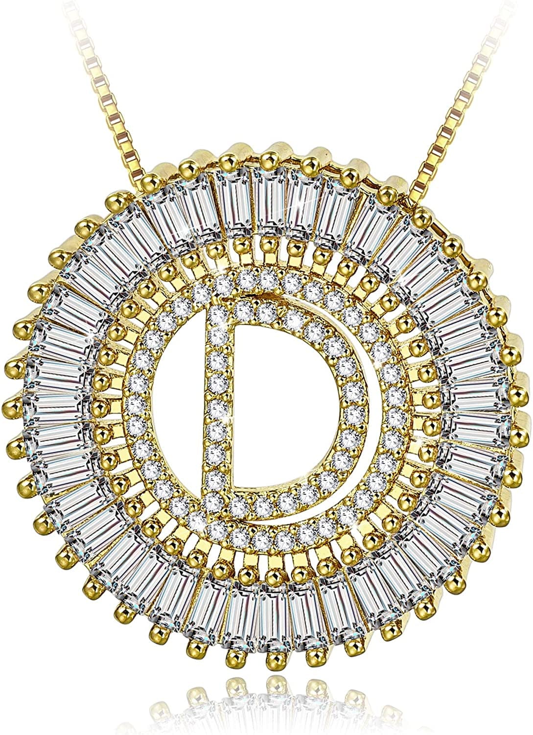 Silver Plated A-Z Alphabet Pendant Letter Initial Necklace for Women gold-D