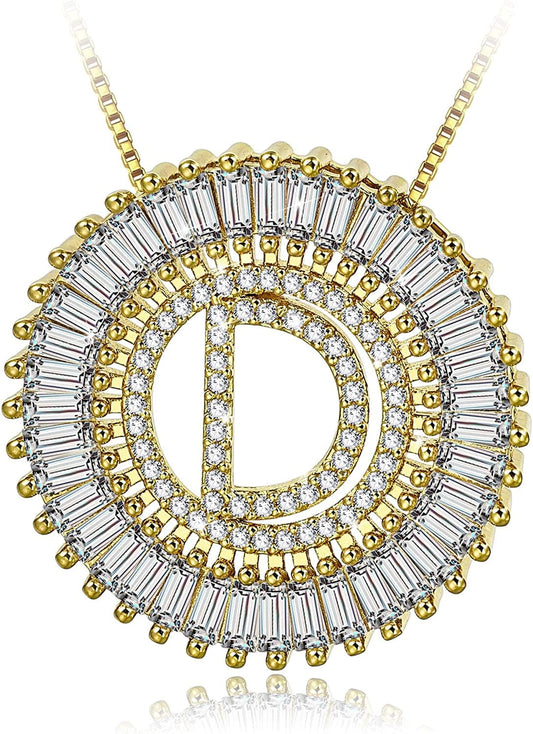 Silver Plated A-Z Alphabet Pendant Letter Initial Necklace for Women gold-D