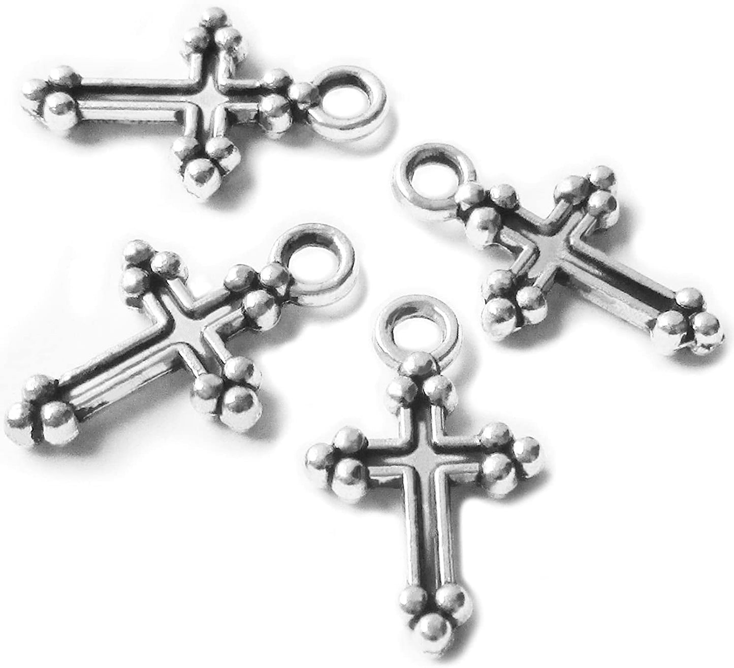 Silver Small Tiny Crosses Mini Cross Charms Beads Bulk Pendants Bracelet Jewelry Making for Men & Women Tiny silver cross