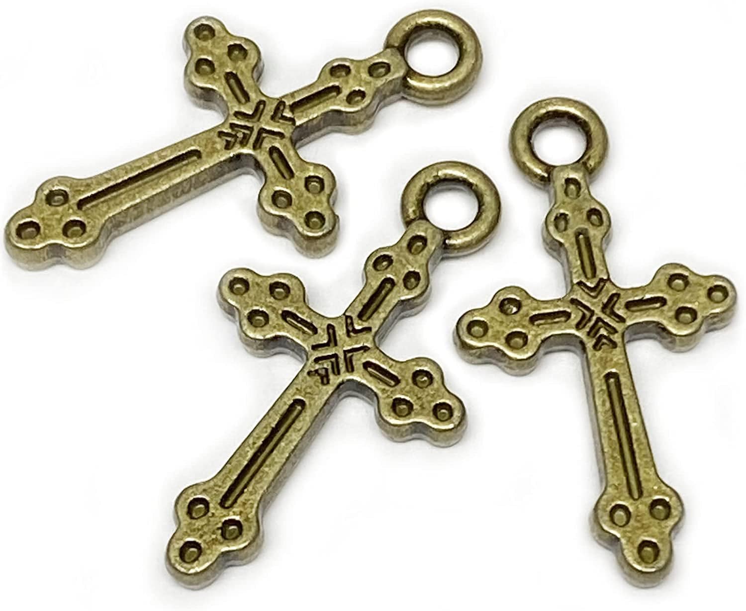 Silver Small Tiny Crosses Mini Cross Charms Beads Bulk Pendants Bracelet Jewelry Making for Men & Women Brass small cross