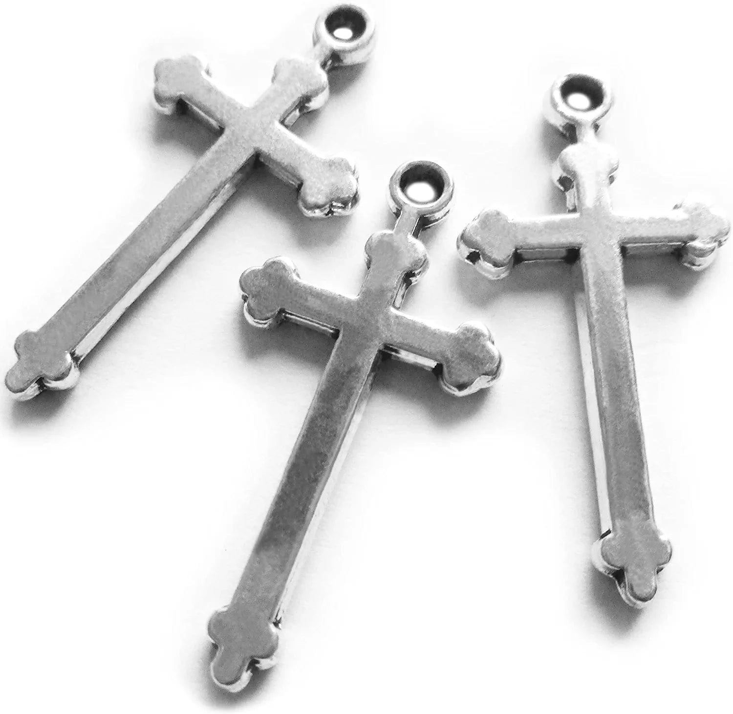 Silver Small Tiny Crosses Mini Cross Charms Beads Bulk Pendants Bracelet Jewelry Making for Men & Women 60pcs thin cross