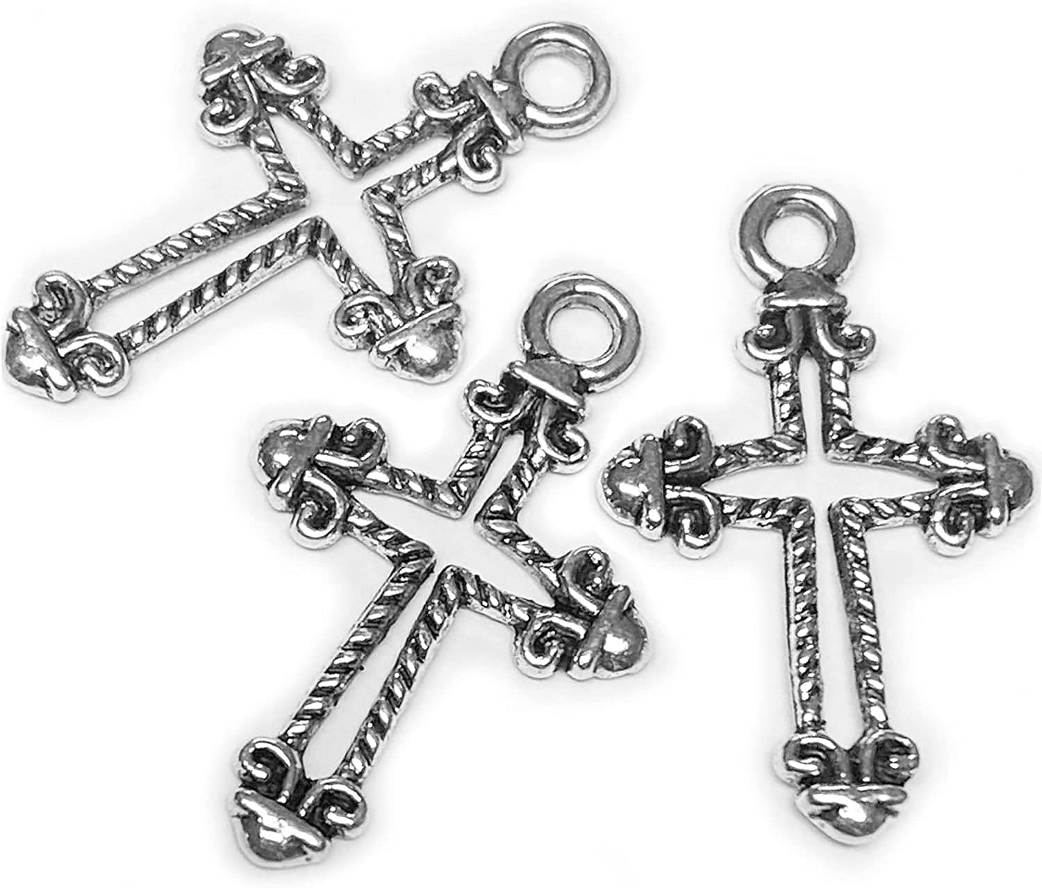 Silver Small Tiny Crosses Mini Cross Charms Beads Bulk Pendants Bracelet Jewelry Making for Men & Women 96pcs silver hollow cross