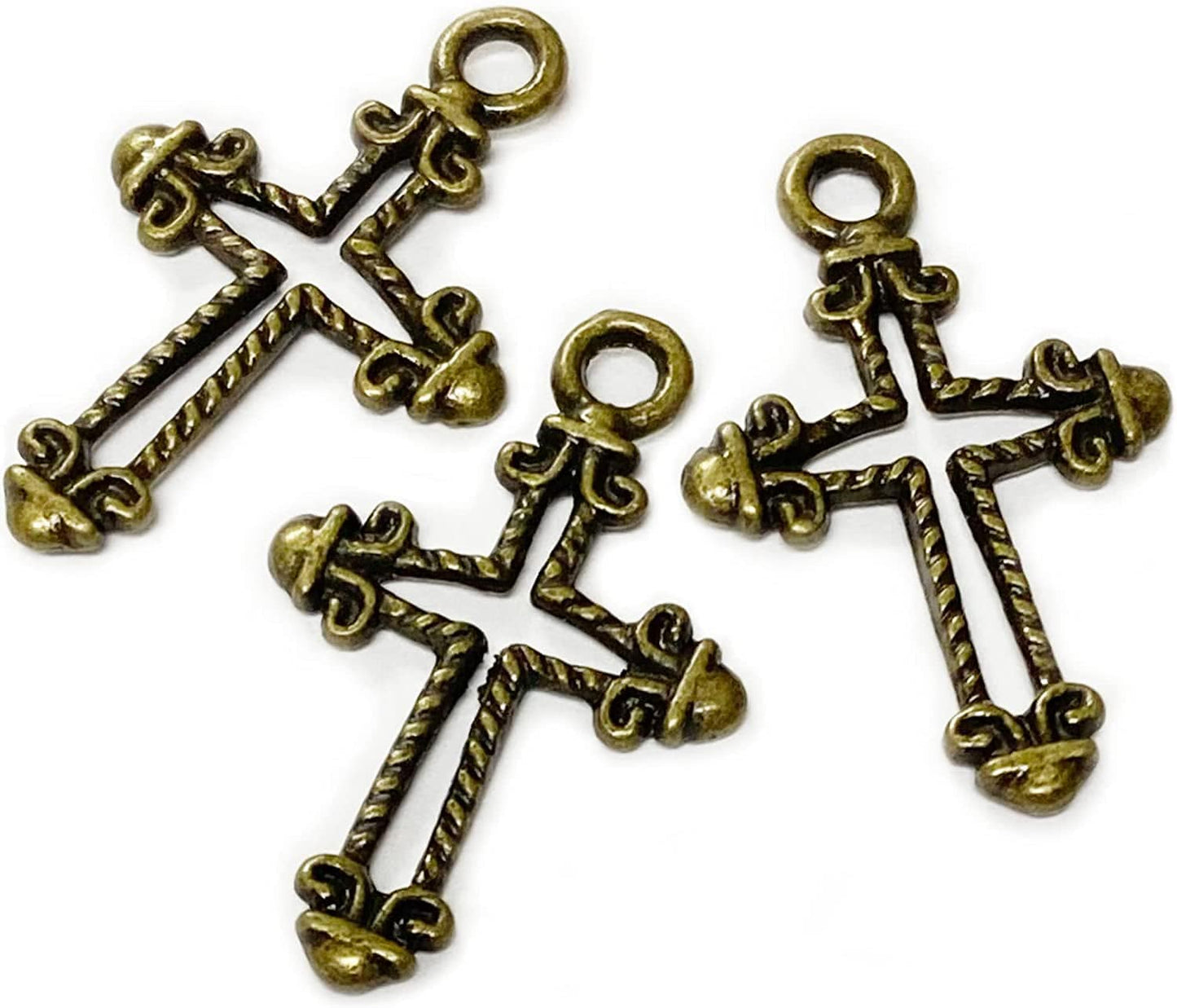 Silver Small Tiny Crosses Mini Cross Charms Beads Bulk Pendants Bracelet Jewelry Making for Men & Women Silver