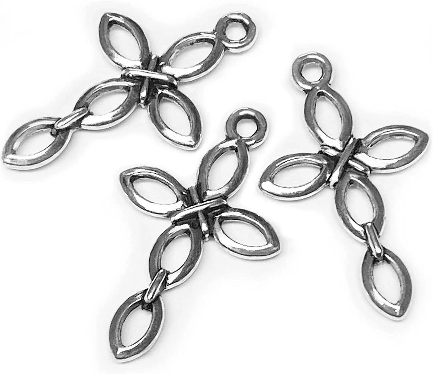 Silver Small Tiny Crosses Mini Cross Charms Beads Bulk Pendants Bracelet Jewelry Making for Men & Women 68pcs silver hollow petal cross