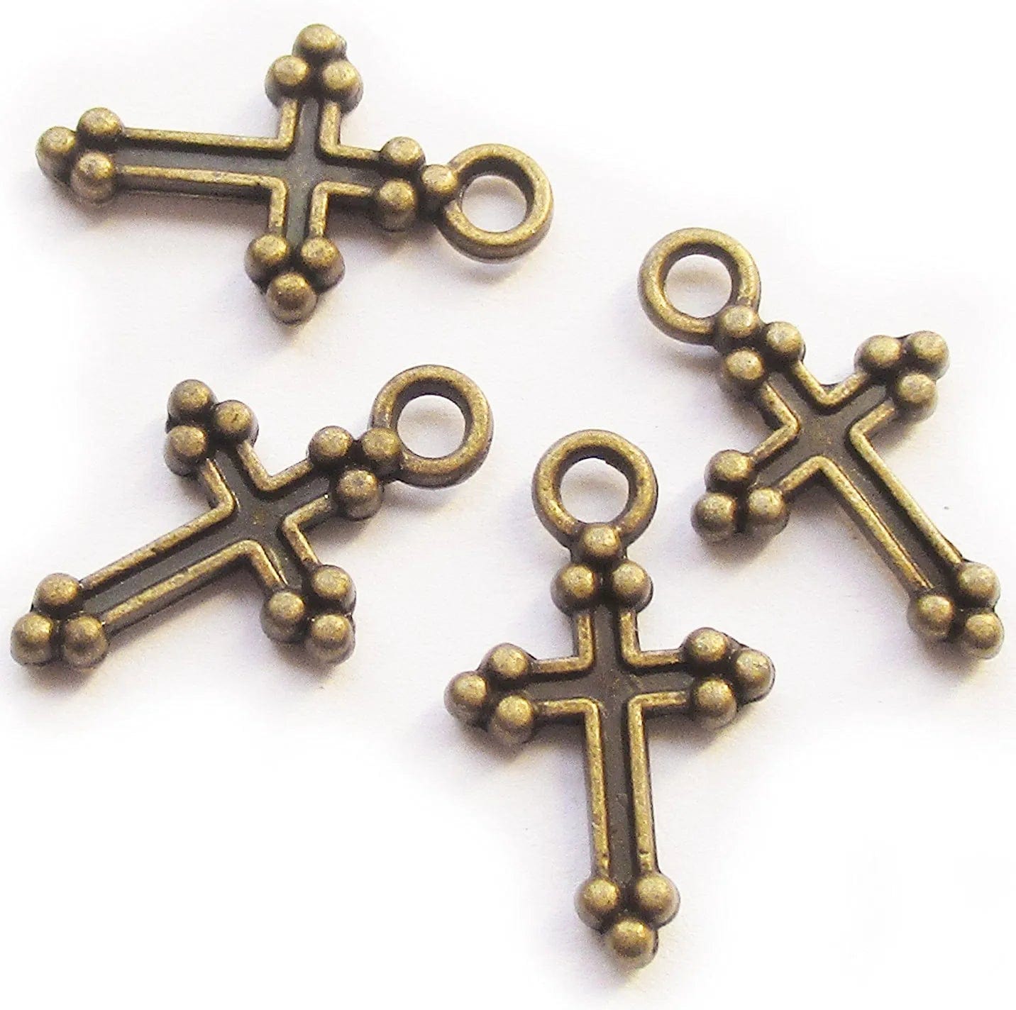 Silver Small Tiny Crosses Mini Cross Charms Beads Bulk Pendants Bracelet Jewelry Making for Men & Women Tiny brass cross