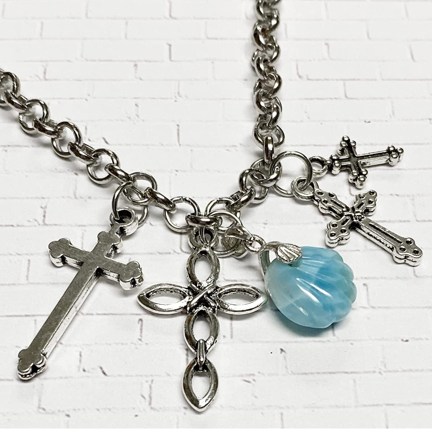 Silver Small Tiny Crosses Mini Cross Charms Beads Bulk Pendants Bracelet Jewelry Making for Men & Women