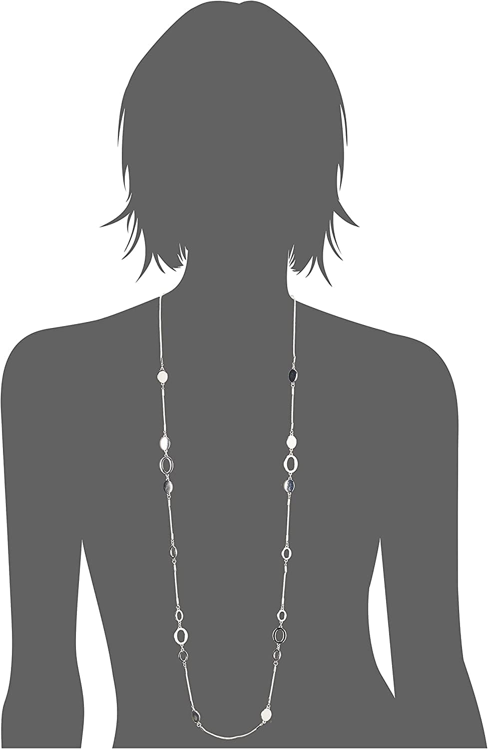 Silver Tone Long Strand Necklace, 42"