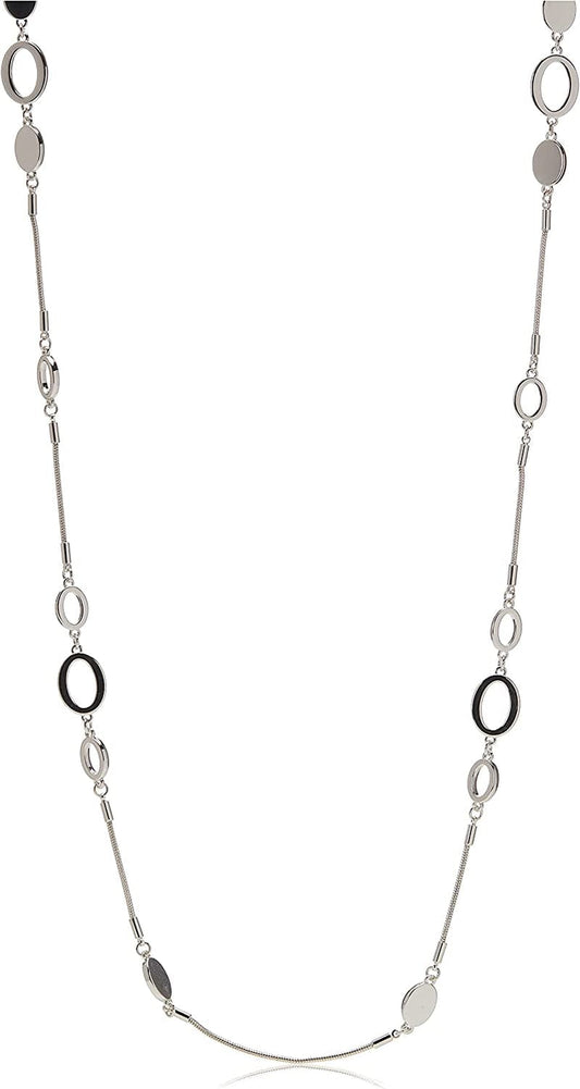 Silver Tone Long Strand Necklace, 42"