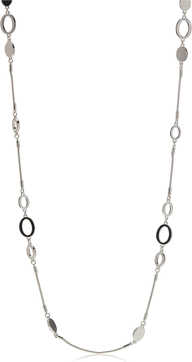 Silver Tone Long Strand Necklace, 42"