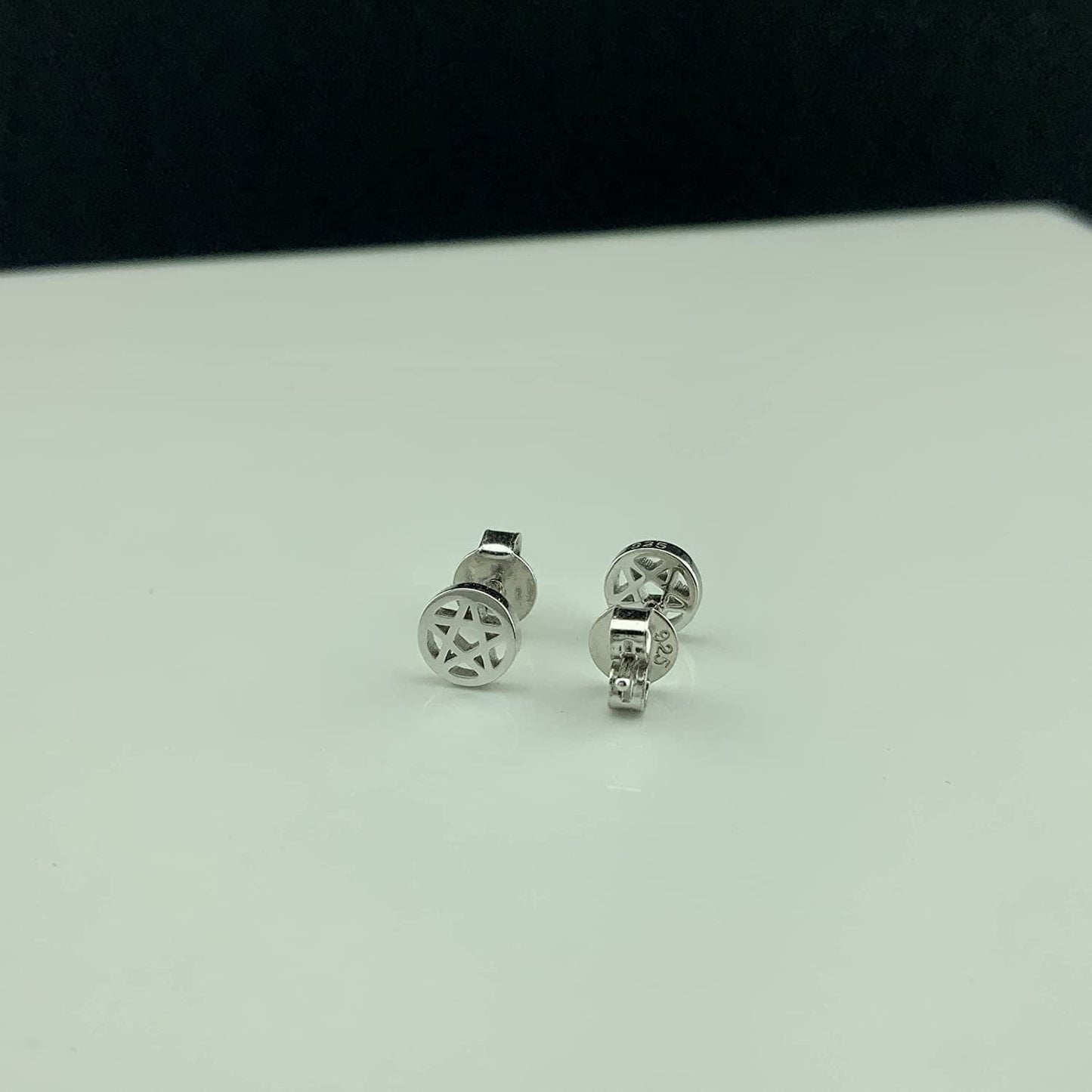 Silvercloseout 925 Sterling Silver Small Pentacle Star Studs Pentagram Stud Earrings for Women & Girls