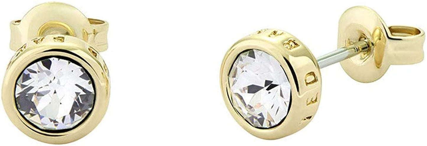 Sinaa Crystal Stud Earrings - Silver or Rose Gold Tone Options Gold and Crystal