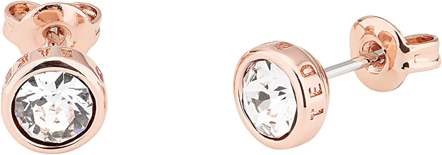 Sinaa Crystal Stud Earrings - Silver or Rose Gold Tone Options Rose Gold and Crystal