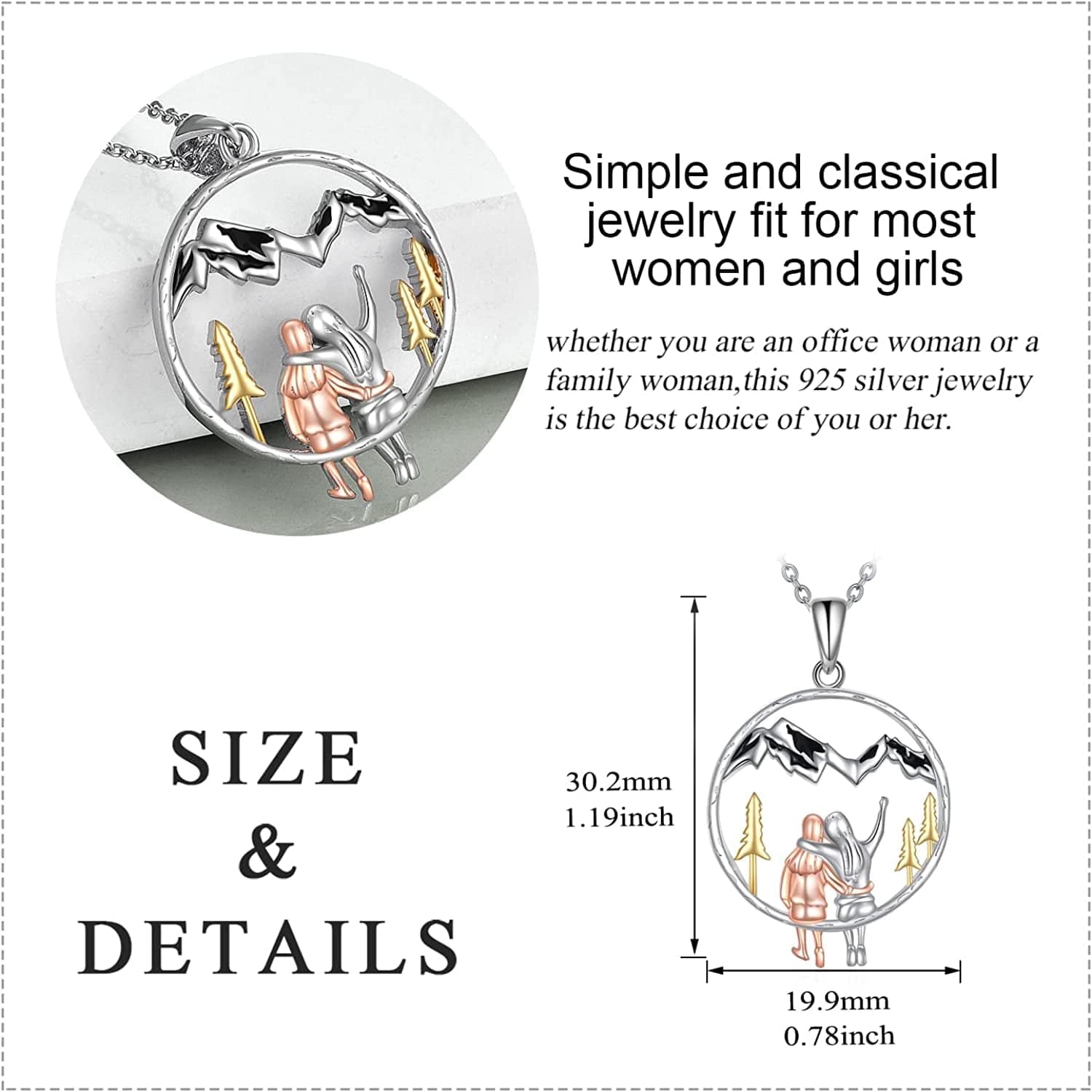 Sister Gifts from Sister Sterling Silver Always My Sister Forever My Friend Heart Pendant Necklace Birtthday Christmas Jewelry Gifts for Best Friend Sister Female Classmates Women (Silver Sister Mountain Necklace)