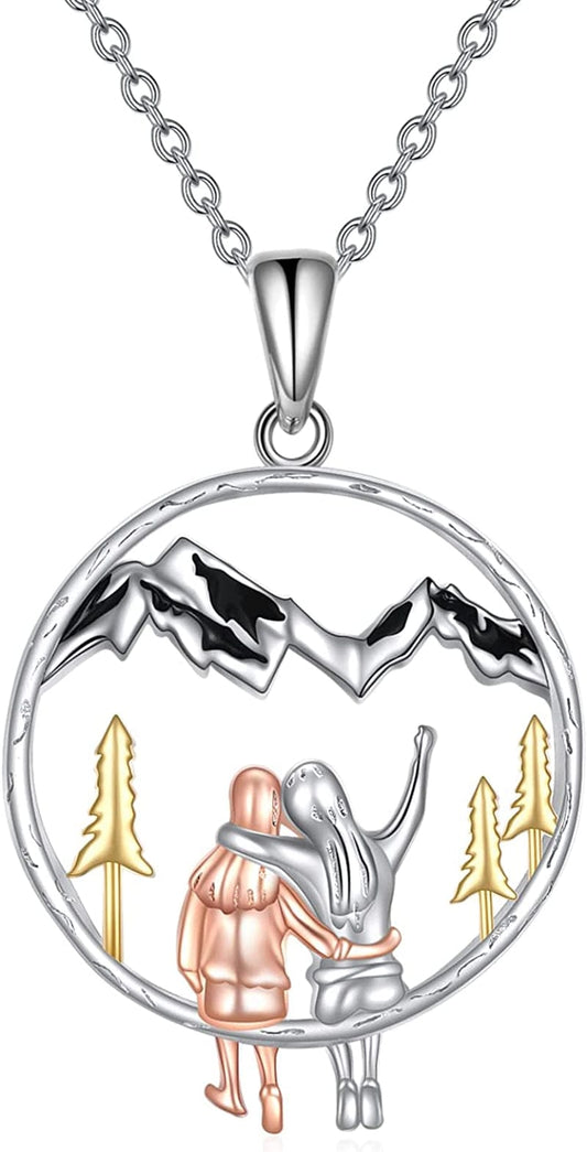 Sister Gifts from Sister Sterling Silver Always My Sister Forever My Friend Heart Pendant Necklace Birtthday Christmas Jewelry Gifts for Best Friend Sister Female Classmates Women (Silver Sister Mountain Necklace)