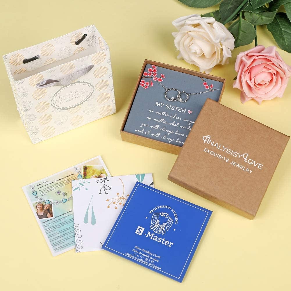 Sister Gifts from Sister - Sterling Silver Interlocking Infinity 2 Circles Necklace for Sisters, Birthday Jewelry Friendship Gifts