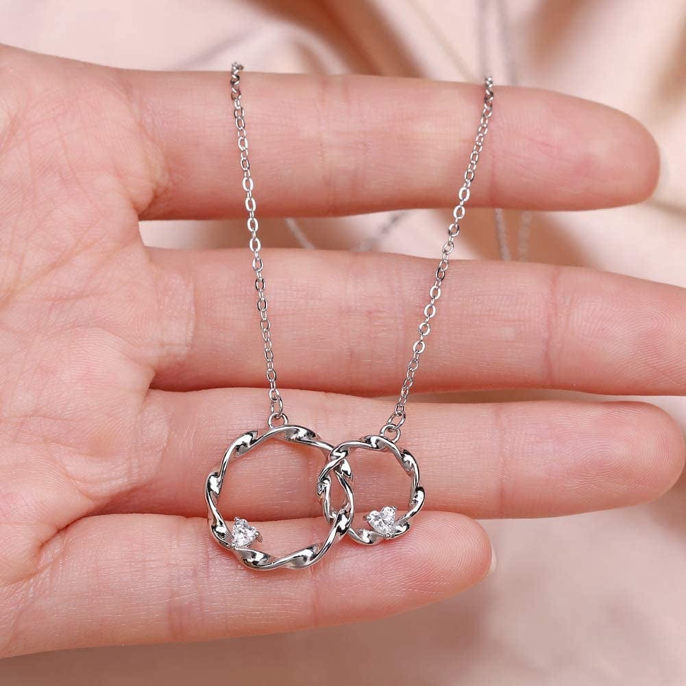 Sister Gifts from Sister - Sterling Silver Interlocking Infinity 2 Circles Necklace for Sisters, Birthday Jewelry Friendship Gifts