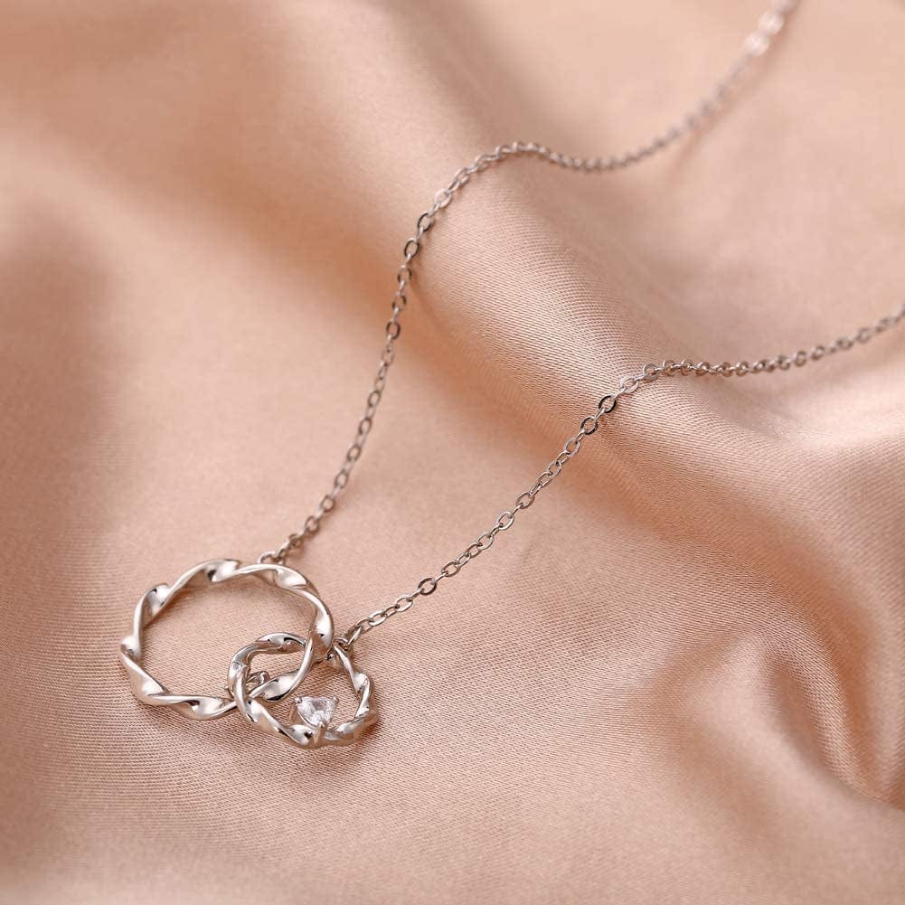 Sister Gifts from Sister - Sterling Silver Interlocking Infinity 2 Circles Necklace for Sisters, Birthday Jewelry Friendship Gifts