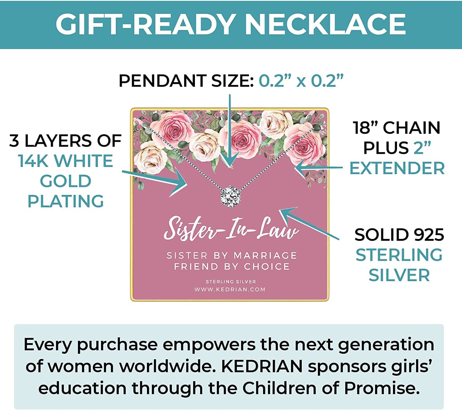 Sister in Law Necklaces, 925 Sterling Silver, Future Sister in Law Gifts for Women, Sister in Law Birthday Gifts, Sister of the Groom Gifts,Sister in Law Wedding Gift for Sister in Law Jewelry