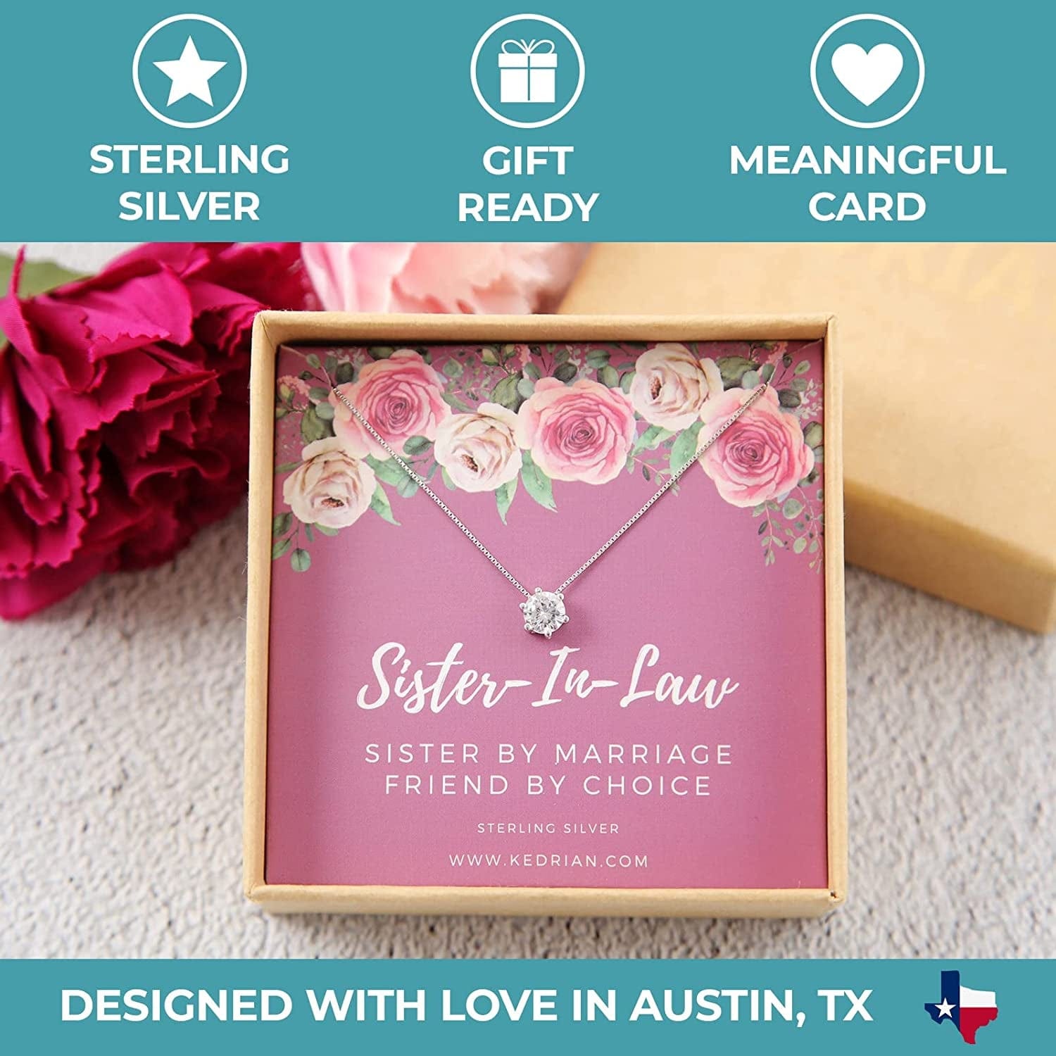 Sister in Law Necklaces, 925 Sterling Silver, Future Sister in Law Gifts for Women, Sister in Law Birthday Gifts, Sister of the Groom Gifts,Sister in Law Wedding Gift for Sister in Law Jewelry