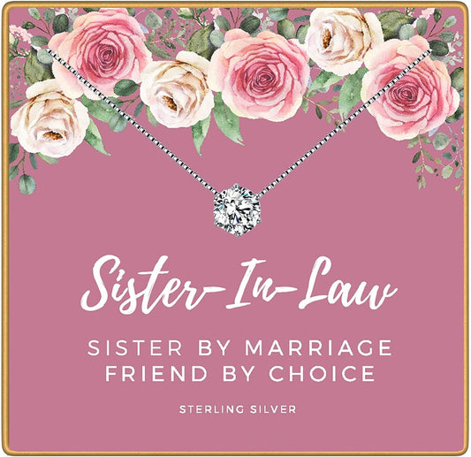 Sister in Law Necklaces, 925 Sterling Silver, Future Sister in Law Gifts for Women, Sister in Law Birthday Gifts, Sister of the Groom Gifts,Sister in Law Wedding Gift for Sister in Law Jewelry Necklace