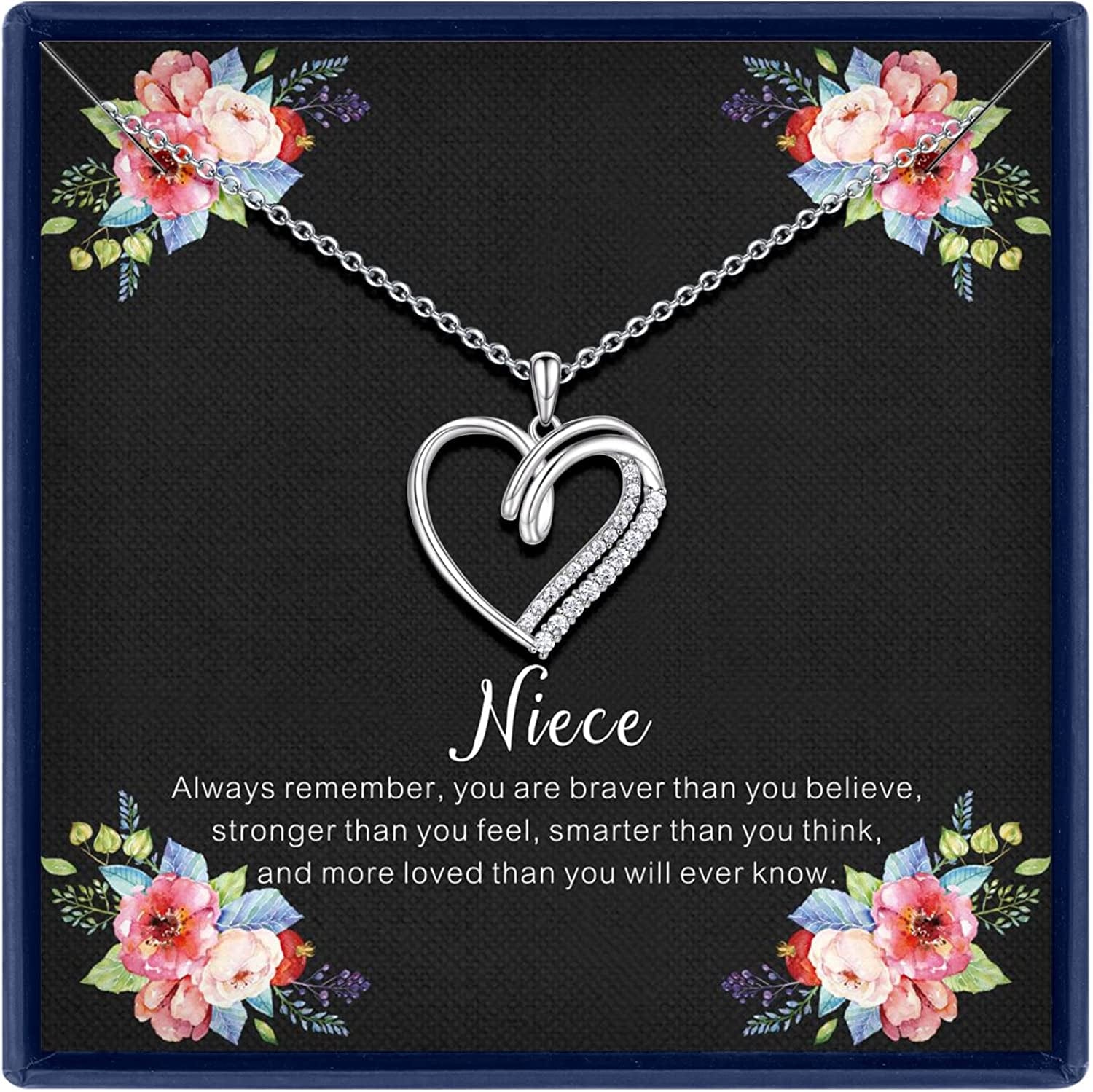 Sisters Gifts from Sister Necklaces Sister in Law/Bonus Sister/Maid of Honor/Niece/Auntie/Friends Gifts for Women Sterling Silver Heart Necklace with Cubic Zirconia Birthday Gifts for Sister Big Sister Rakhi Gift for Sister niece necklace