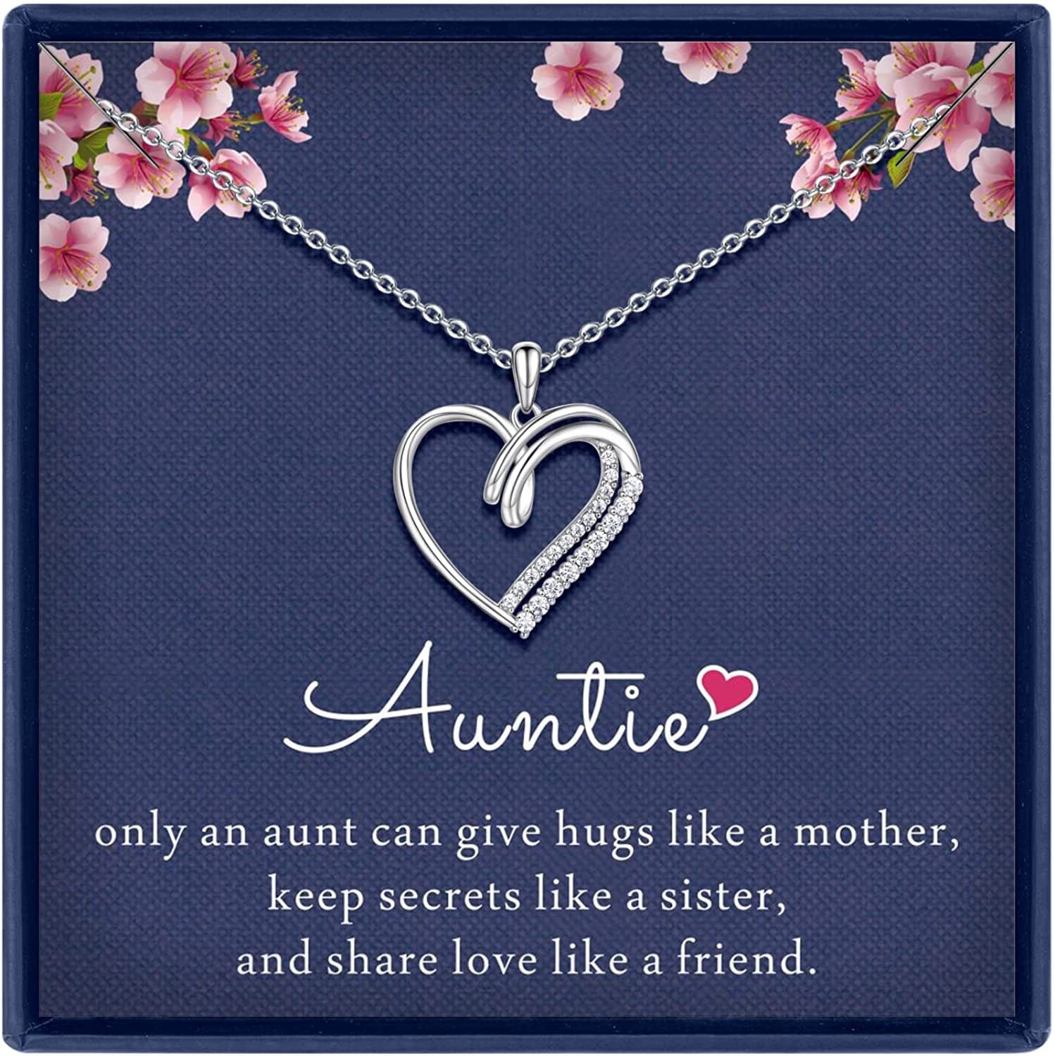 Sisters Gifts from Sister Necklaces Sister in Law/Bonus Sister/Maid of Honor/Niece/Auntie/Friends Gifts for Women Sterling Silver Heart Necklace with Cubic Zirconia Birthday Gifts for Sister Big Sister Rakhi Gift for Sister aunt necklace