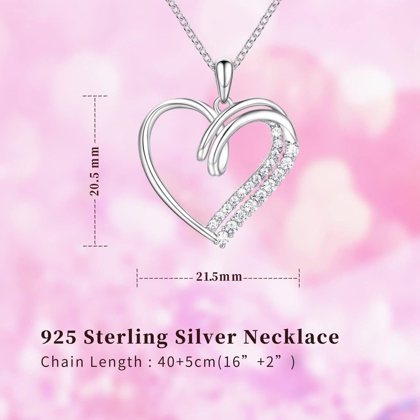 Sisters Gifts from Sister Necklaces Sister in Law/Bonus Sister/Maid of Honor/Niece/Auntie/Friends Gifts for Women Sterling Silver Heart Necklace with Cubic Zirconia Birthday Gifts for Sister Big Sister Rakhi Gift for Sister