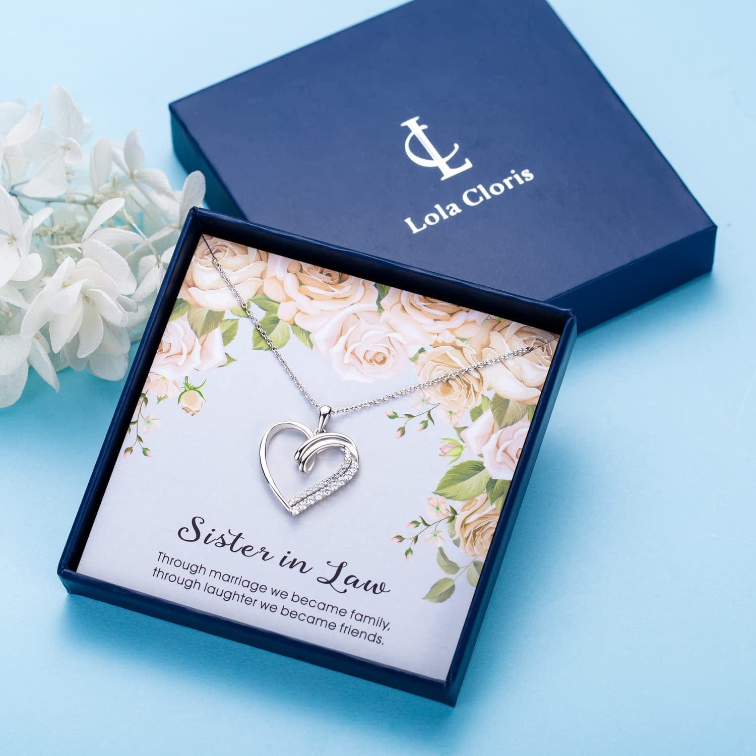 Sisters Gifts from Sister Necklaces Sister in Law/Bonus Sister/Maid of Honor/Niece/Auntie/Friends Gifts for Women Sterling Silver Heart Necklace with Cubic Zirconia Birthday Gifts for Sister Big Sister Rakhi Gift for Sister