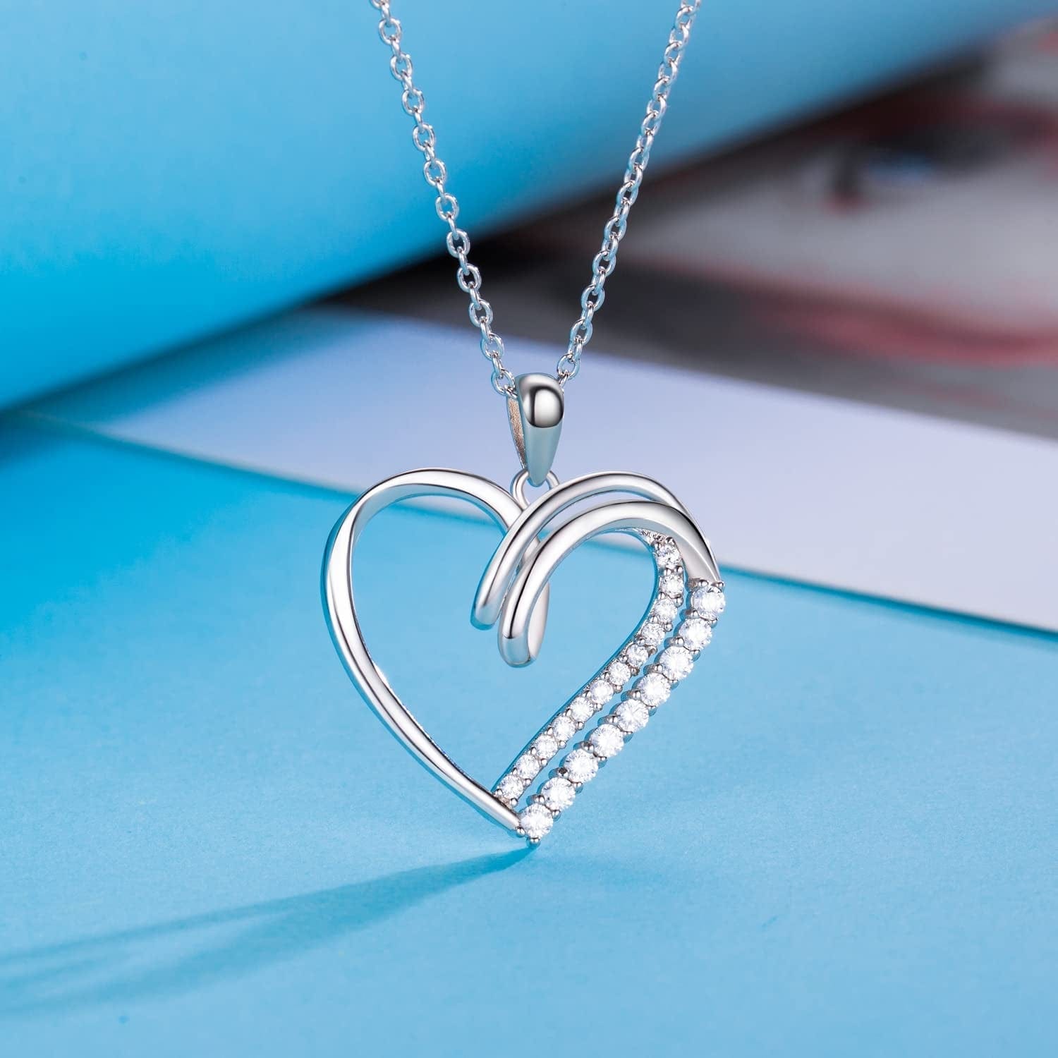 Sisters Gifts from Sister Necklaces Sister in Law/Bonus Sister/Maid of Honor/Niece/Auntie/Friends Gifts for Women Sterling Silver Heart Necklace with Cubic Zirconia Birthday Gifts for Sister Big Sister Rakhi Gift for Sister