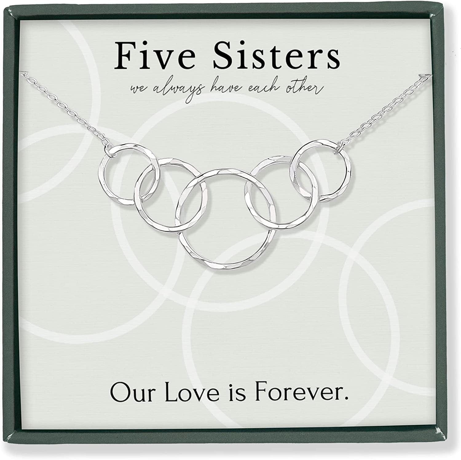 Sisters Necklace for 2 3 4 5 Sister Birthday Gift from Sister Jewelry Big Little Sister Circles Ring Necklace Sterling Silver Sterling Silver / i. 5 Sisters 5 Rings