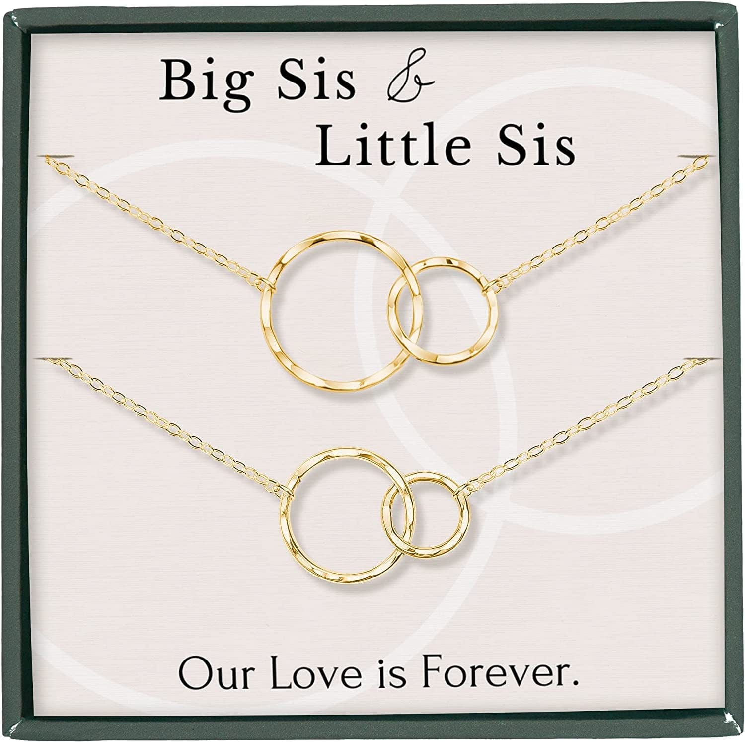 Sisters Necklace for 2 3 4 5 Sister Birthday Gift from Sister Jewelry Big Little Sister Circles Ring Necklace Sterling Silver 14k Gold Vermeil / d. Big Sis LiL Sis Necklace set of 2 (FM21)