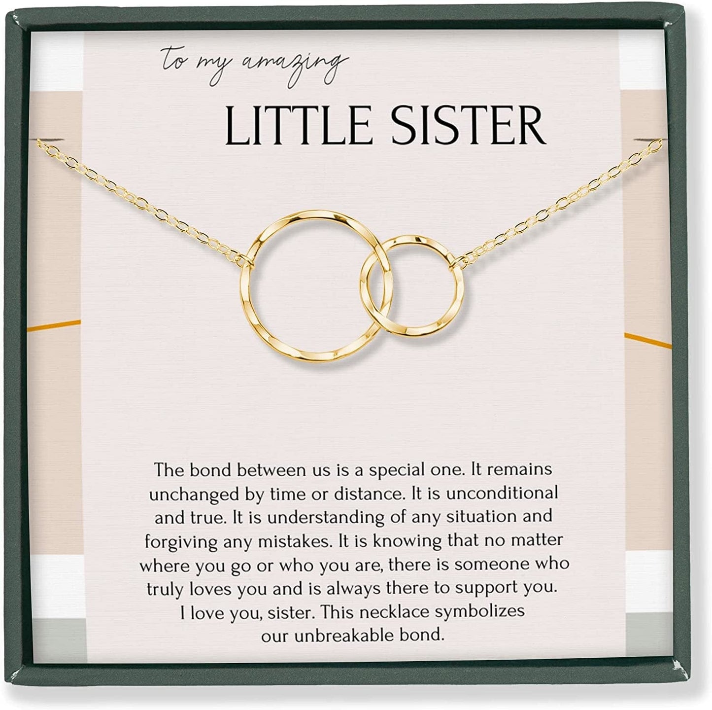 Sisters Necklace for 2 3 4 5 Sister Birthday Gift from Sister Jewelry Big Little Sister Circles Ring Necklace Sterling Silver 14k Gold Vermeil / b. Little Sister