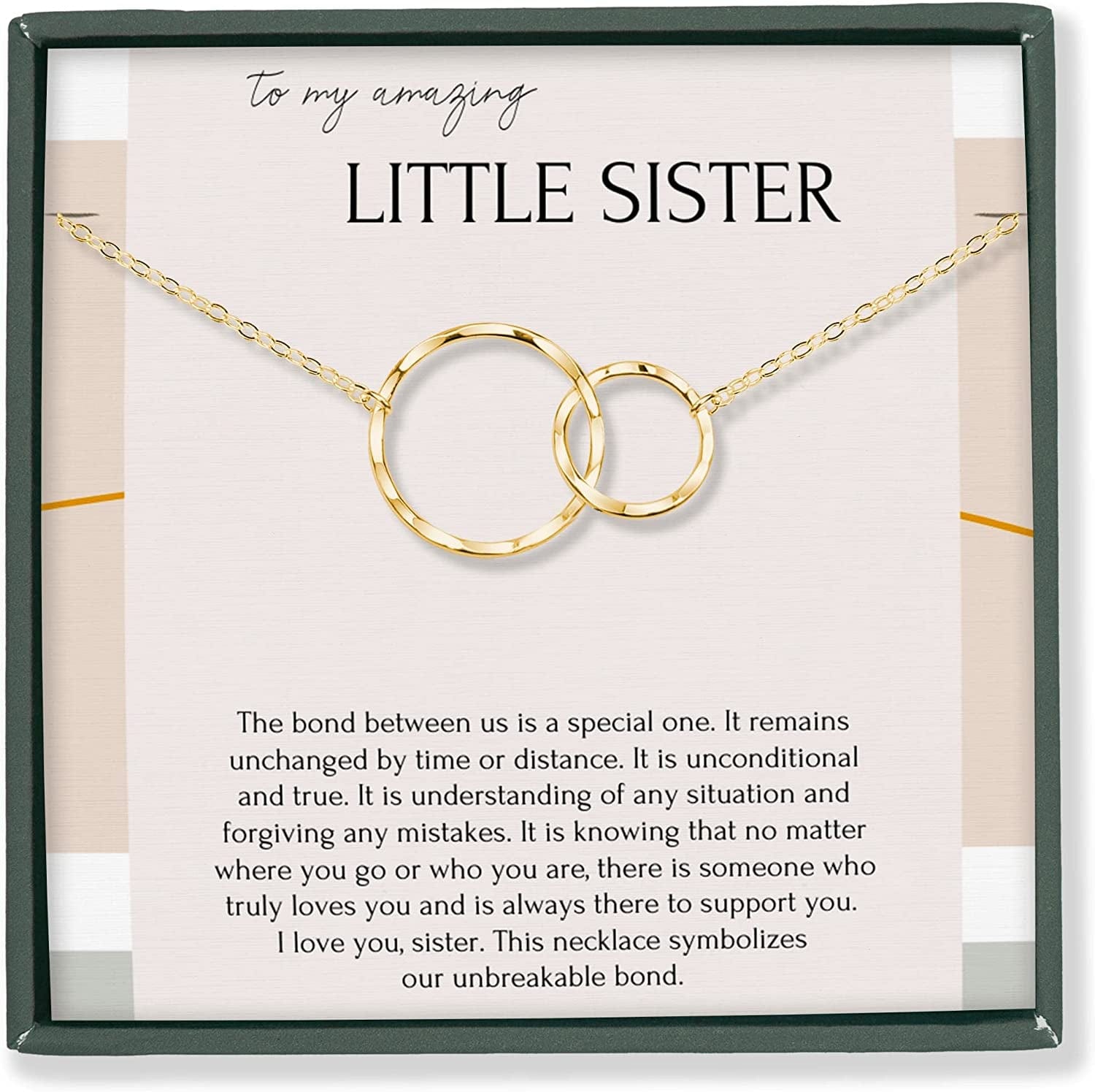 Sisters Necklace for 2 3 4 5 Sister Birthday Gift from Sister Jewelry Big Little Sister Circles Ring Necklace Sterling Silver 14k Gold Vermeil / b. Little Sister