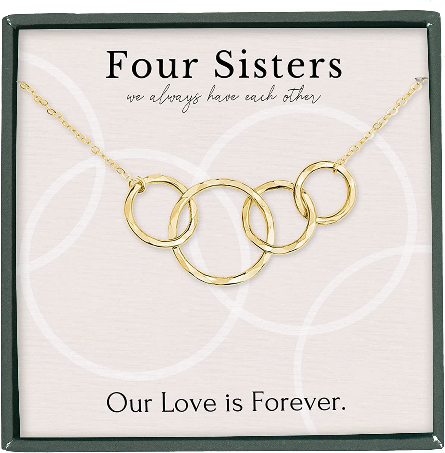 Sisters Necklace for 2 3 4 5 Sister Birthday Gift from Sister Jewelry Big Little Sister Circles Ring Necklace Sterling Silver 14k Gold Vermeil / h. 4 Sisters 4 Rings
